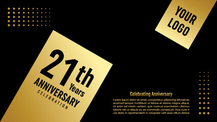 21th Anniversary. Golden anniversary template design. Logo Vector Template