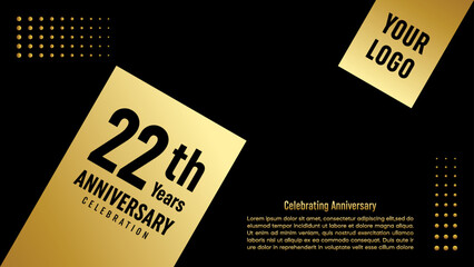 22th Anniversary. Golden anniversary template design. Logo Vector Template