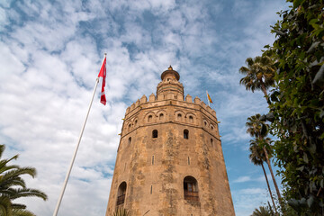 The Torre del Oro, Tower of Gold is a dodecagonal military watchtower in Seville, Spain