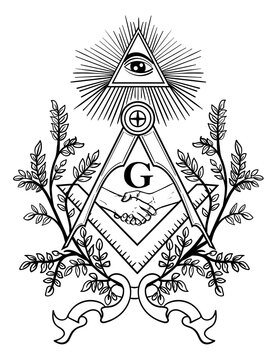 freemasonry, Masonic Emblem tattoo Compass Tattoo VECTOR
