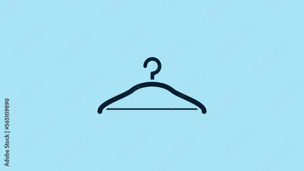 Canvas Prints Blue Hanger wardrobe icon isolated on blue background. Cloakroom icon. Clothes service symbol. Laundry hanger sign. 4K Video motion graphic animation