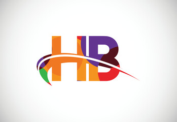 Colorful letter H B logo design vector. Modern logo for business company visual identity in low poly art style