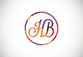 Colorful letter H B logo design vector. Modern logo for business company visual identity in low poly art style