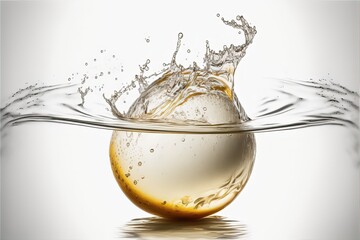 Fruit Dropping in the Water in white Background. Genarative AI