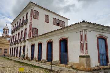 ancient architecture and facades of colonial city of Sao Joao del Rei, Minas Gerais state in Brazil