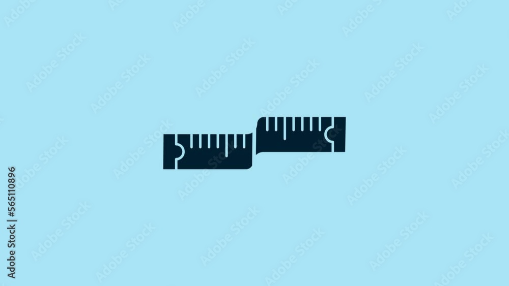 Sticker Blue Tape measure icon isolated on blue background. Measuring tape. 4K Video motion graphic animation