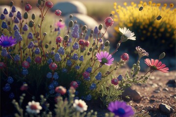Obraz na płótnie Canvas Flowers in the garden. Genarative AI