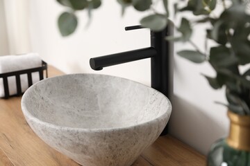 Stylish vessel sink in bathroom. Interior design
