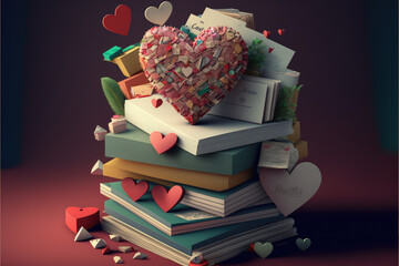 Pile of Valentine Cards, AI Generated Illustration