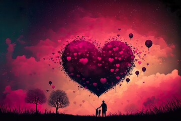 Valentine day background created with Generative AI, Generative, AI