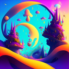 Fantasy Dream Land, Generative AI Illustration
