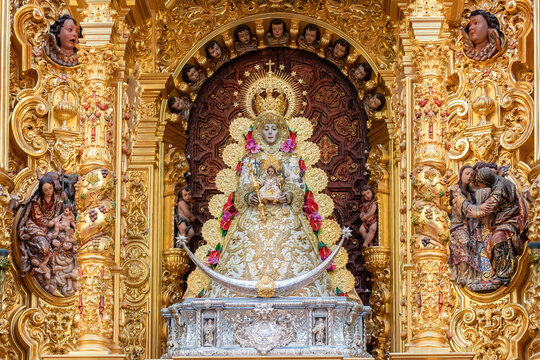 Image of the Virgen del Rocio, inside of the Ermita del Roc&iacute;o, hermitage in Almonte, in Huelva, Spain