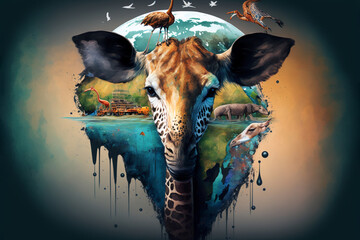 Earth Day or World Wildlife Day concept. Save our planet, protect green nature. Generative ai.