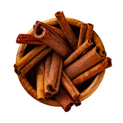 Cinnamon sticks  in bamboo bowl, - 565113042