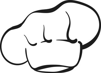 Chef, cook hats set. Vector symbol. Different black outline sketch isolated on white background. Professional uniform, headwear
