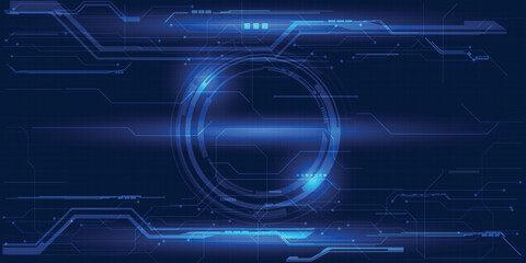 Vector illustrations of futuristic screen display for horizontal layout showcase with optic screen and digital element grid line circuit decor.Future digital innonvation and technolog concepts.