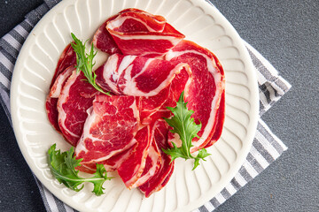 coppa cured sausage italian pork neck meat meal food snack on the table copy space food background rustic top view