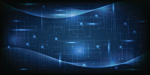 Vector illustrations of artificial intelligence streaming big data.Futuristic technology concept.