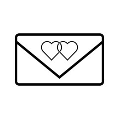 Love Letter envelope concept. Simple sign of heart romantic message icon. Valentine day mail symbol. Print, social media post, web banner, card design. Isolated vector Illustration