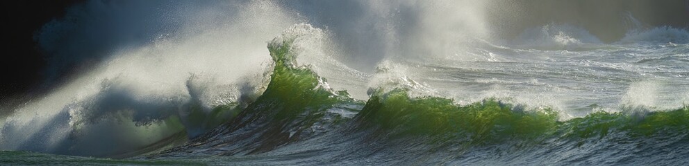 Huge wave crashing against a headland on the South Washington State  coast during a king tide © Bob