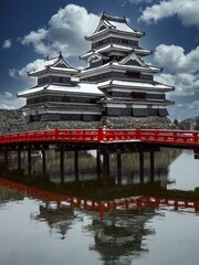 Obraz premium Beautiful Black Snowy Matsumoto Castle in Winter Japan