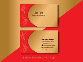  Luxury and elegant dark black navy,Green business card design with gold style minimalist print template.