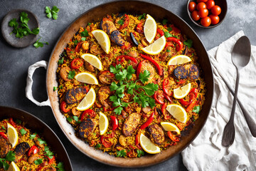 Paella: Traditional and Hearty Spanish Food Photography - Generative AI