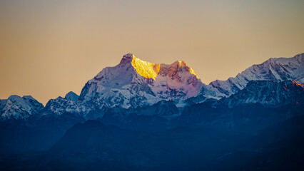 sunrise in the mountains of himalaya