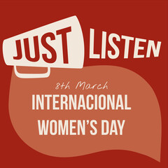 Just listen International Women's Day card design