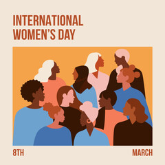 Illustration of a background with people celebrating International Women's Day