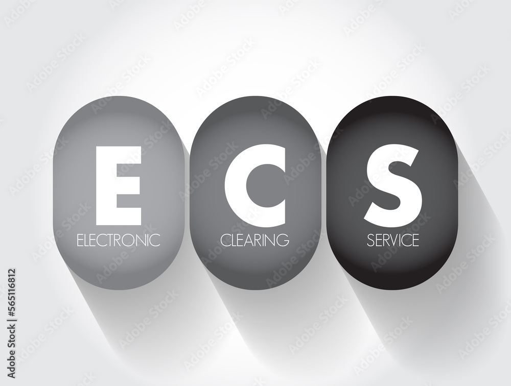 Poster ecs electronic clearing service - method of effecting bulk payment transactions, acronym text concep