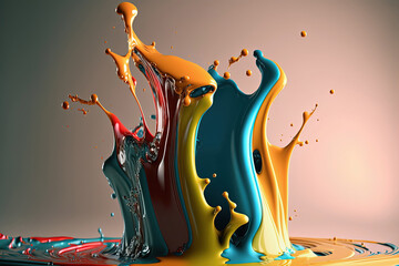 Colorful liquid paint splash abstract background, copy space