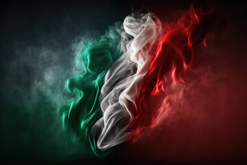 color of the italian flag in the shape of a smoke volute. Generative AI