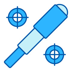 Telescopic optical spyglass and two marks  - icon, illustration on white background, similar style