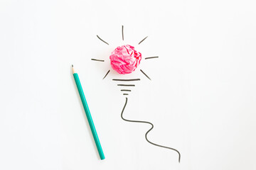 Creative idea and innovation concept with paper ball.