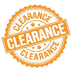 CLEARANCE text on orange round stamp sign