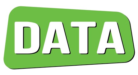 DATA text on green trapeze stamp sign.