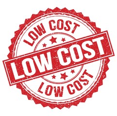LOW COST text on red round stamp sign