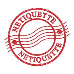 NETIQUETTE, text written on red postal stamp.