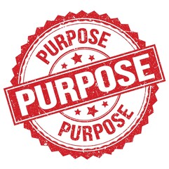 PURPOSE text on red round stamp sign