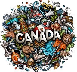 Canada detailed lettering cartoon illustration