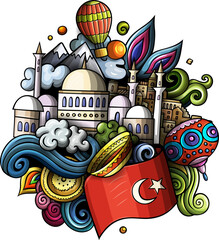 Türkiye detailed cartoon illustration