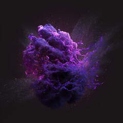 cloud after explosion purple with fiery particles energy of fractal worlds