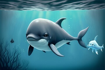 Vaquita swimming under water