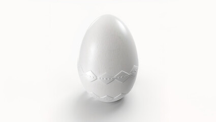 white easter egg mockup with details, on white background, no objects around, photography, studio background, illustration, graphic resources