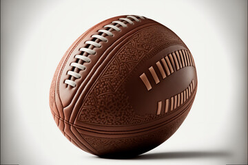 American football ball close up on white background. AI Generative content
