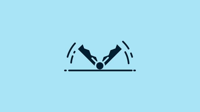 Blue Trap hunting icon isolated on blue background. 4K Video motion graphic animation