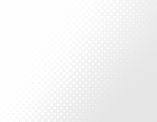 Abstract light gray square shaped halftone pattern on white background with copy space. Dotted pattern for template, brochure, business card, web page etc.