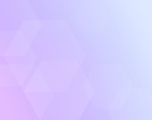 Transparent hexagons on pinkish purple to light blue color gradient background. Abstract, modern and geometric high resolution full frame background with copy space.