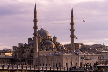 Fototapeta na wymiar Istanbul, Turkey, January, 14 2023, Mosques on the skyline of Istanbul, Turkey